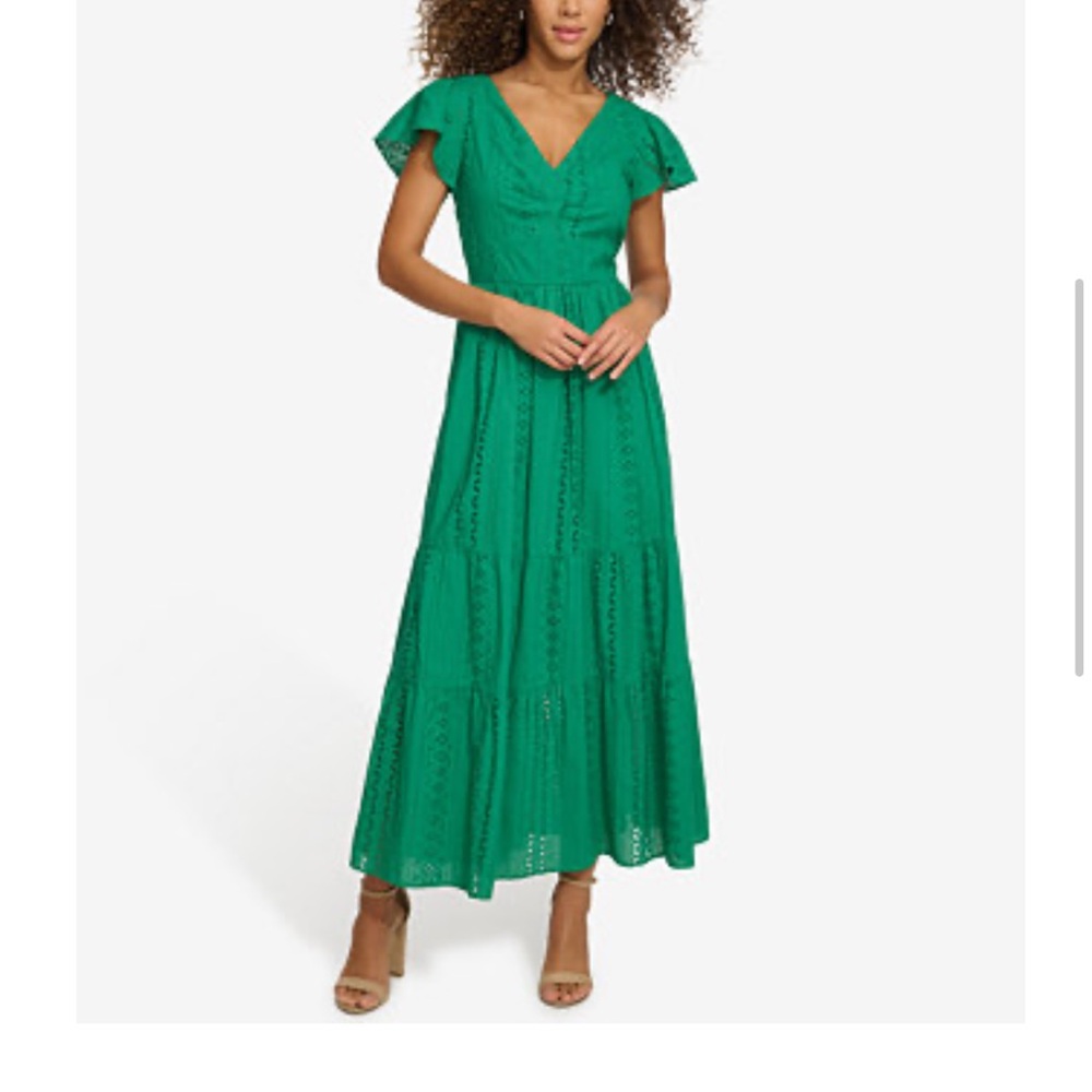Kensie Women's Textured Eyelet-Embroidered Maxi Dress NWT